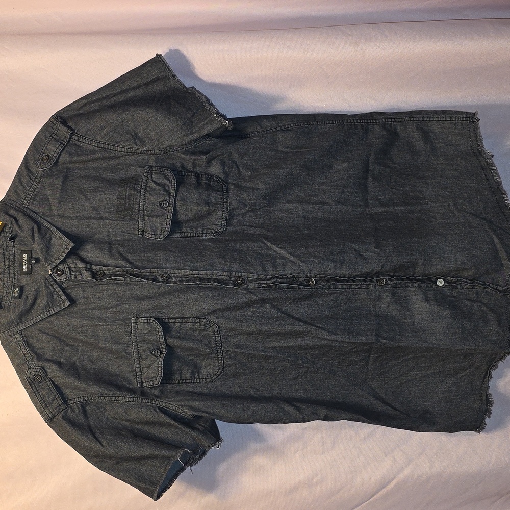 Buffalo David Bitton Men's Charcoal Button Up Shirt Mens Size Large (Frank #20)